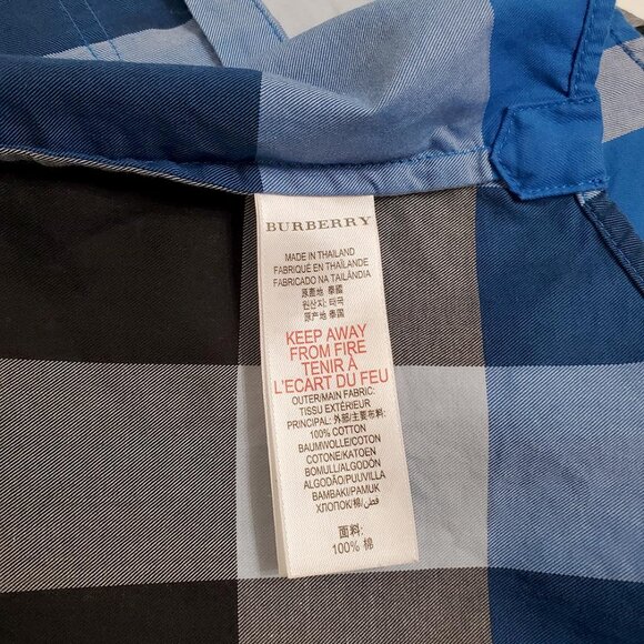 Burberry Toddler Boy Button Down Shirt 18 Months Long Sleeve Plaid Blue Cotton - Picture 10 of 12